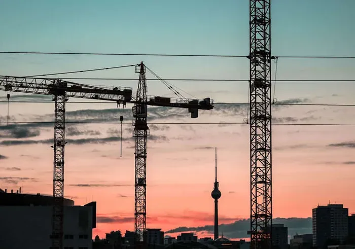 Construction site at dusk